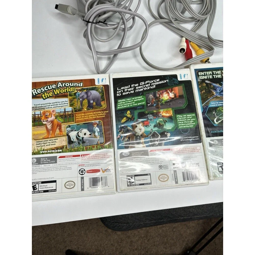 Nintendo Wii Console Bundle Black w/ Cords & 4 Games Tested RVL-001 / Gamecube